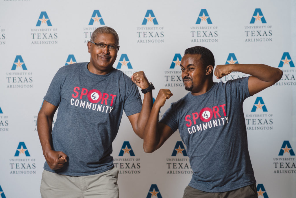 Alemayehu and Eyasu, posing together at UTA, have been friends and colleagues for years working to empower Deaf Ethiopians